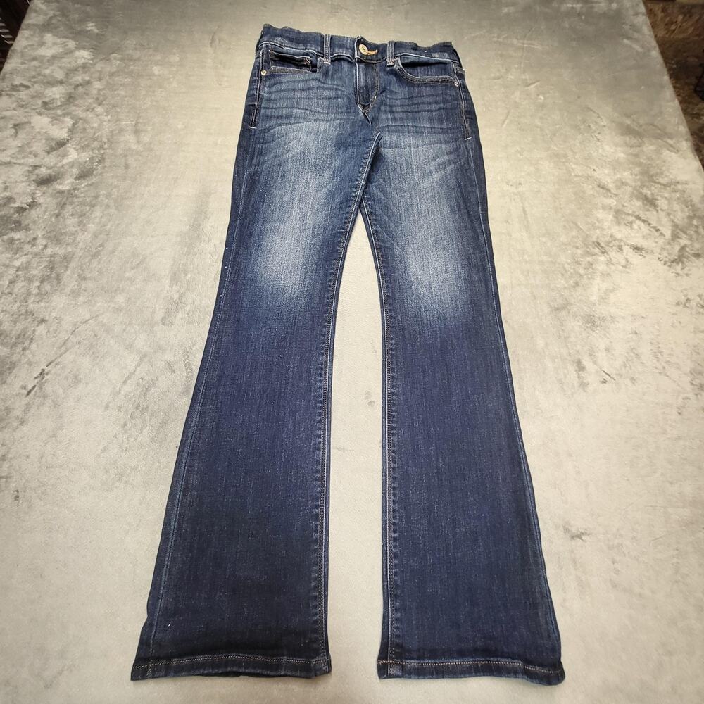 Express Jeans Womens 2S Blue Medium Wash Barely Boot Mid Rise Stretch Denim